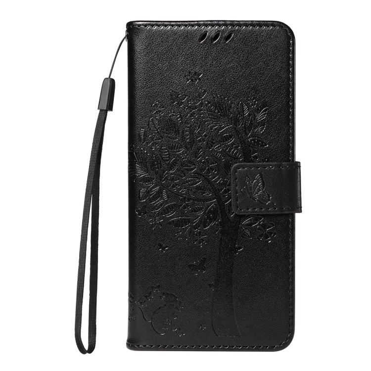 For Redmi 15C 5G / 4G Global 171mm Tree & Cat Embossed Pattern Flip Leather Phone Case