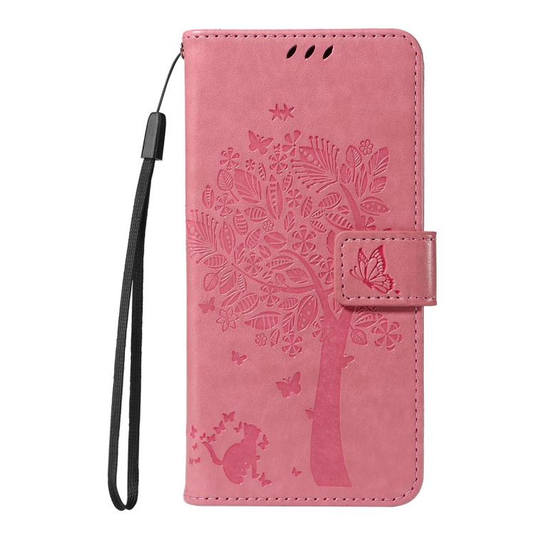 For Redmi 15C 5G / 4G EU 173mm Tree & Cat Embossed Pattern Flip Leather Phone Case