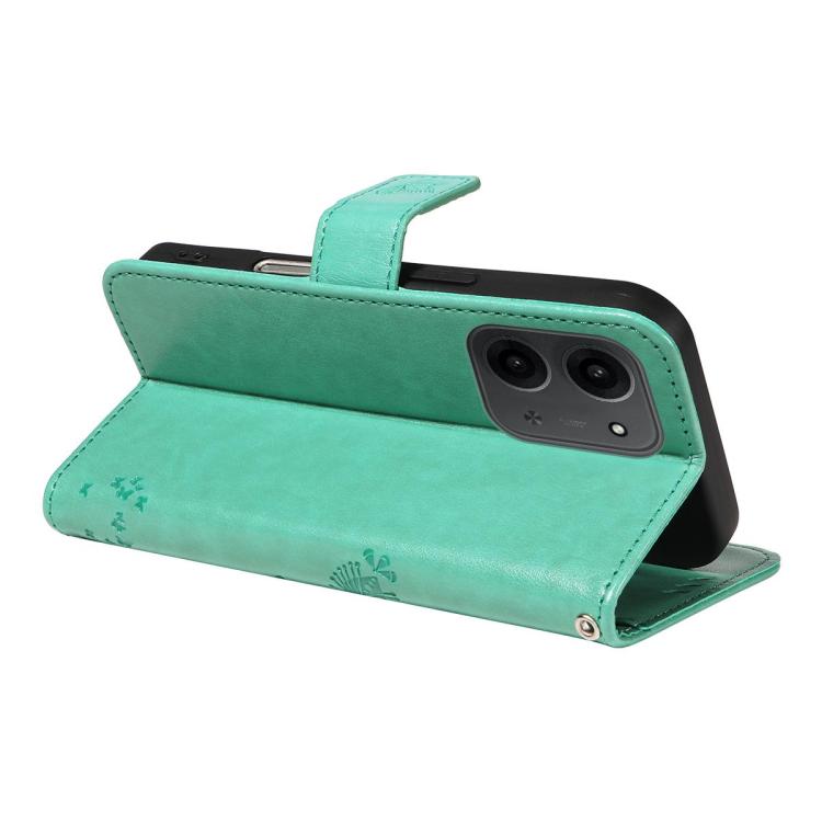 For Redmi 15C 5G / 4G EU 173mm Tree & Cat Embossed Pattern Flip Leather Phone Case