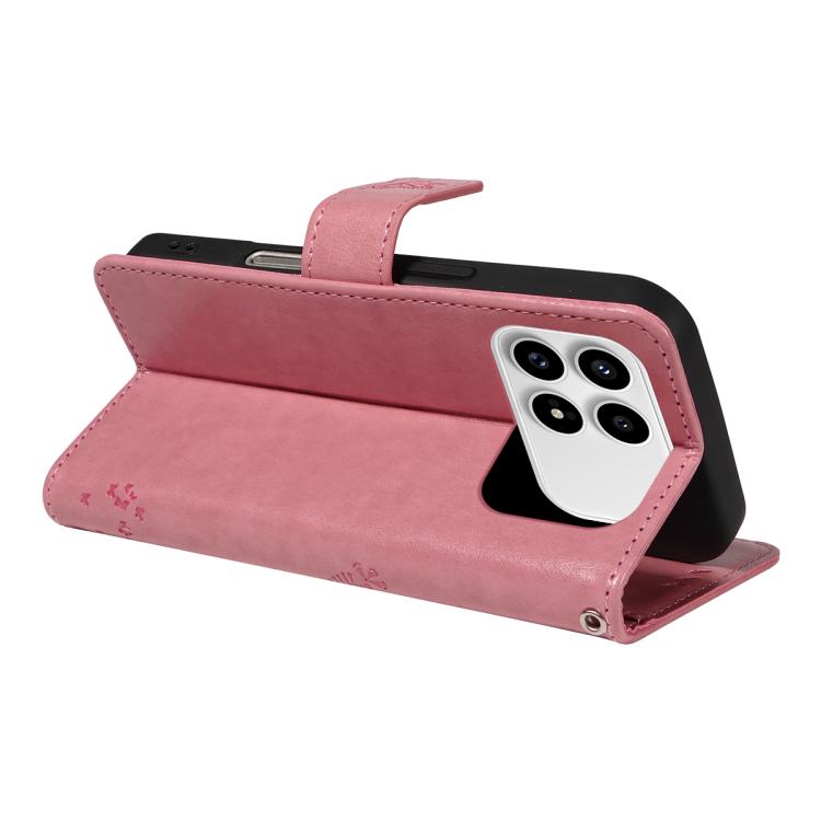 For Redmi K90 / Poco F8 Pro Tree & Cat Embossed Pattern Flip Leather Phone Case