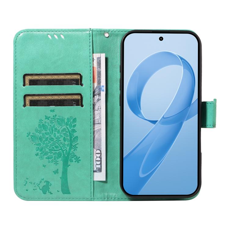 For Redmi K90 / Poco F8 Pro Tree & Cat Embossed Pattern Flip Leather Phone Case