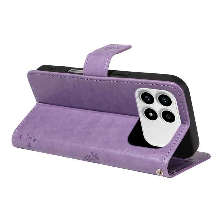 For Redmi K90 / Poco F8 Pro Tree & Cat Embossed Pattern Flip Leather Phone Case