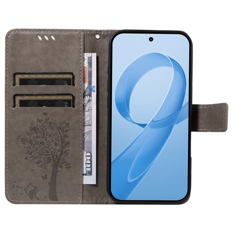 For Redmi K90 / Poco F8 Pro Tree & Cat Embossed Pattern Flip Leather Phone Case