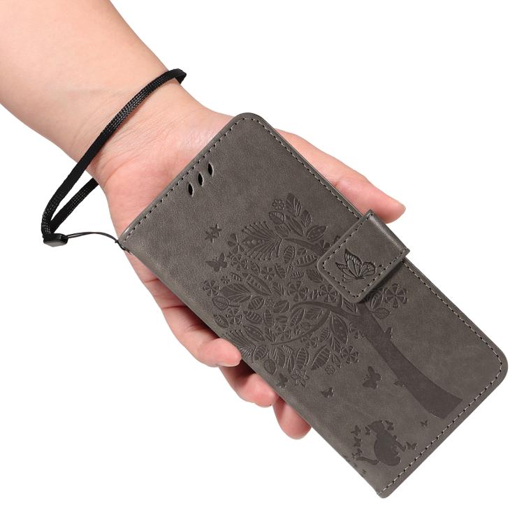 For Redmi K90 / Poco F8 Pro Tree & Cat Embossed Pattern Flip Leather Phone Case
