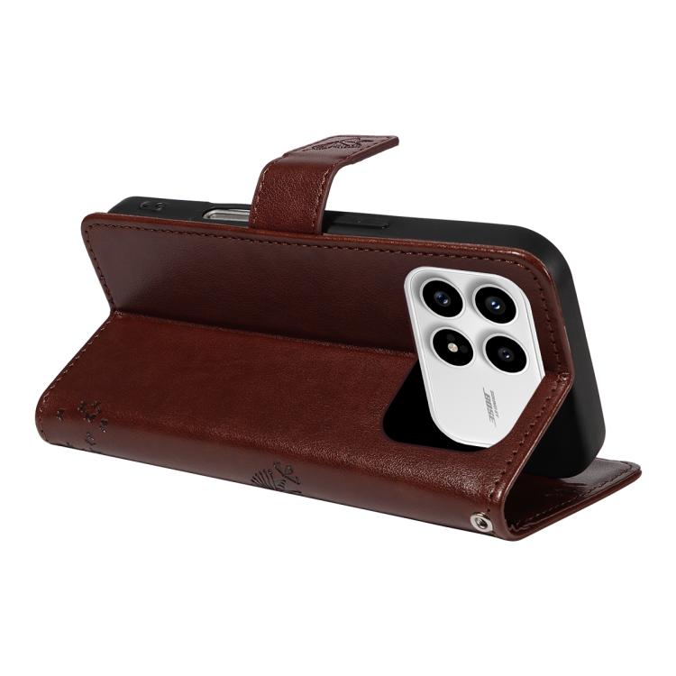 For Redmi K90 / Poco F8 Pro Tree & Cat Embossed Pattern Flip Leather Phone Case