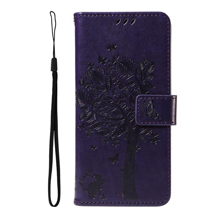 For Redmi K90 / Poco F8 Pro Tree & Cat Embossed Pattern Flip Leather Phone Case