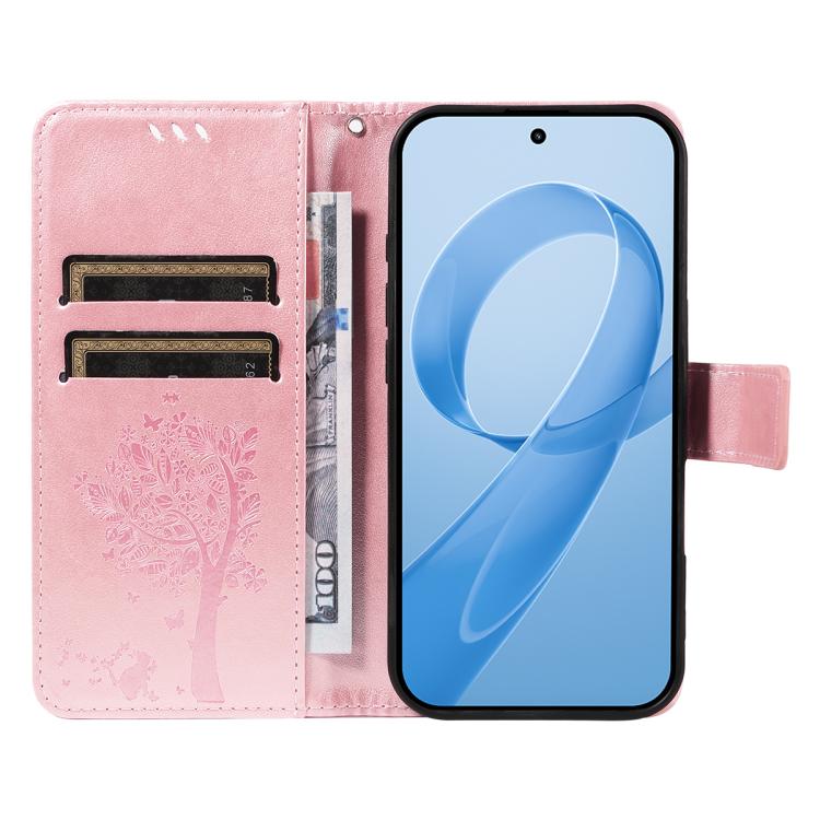 For Redmi K90 / Poco F8 Pro Tree & Cat Embossed Pattern Flip Leather Phone Case