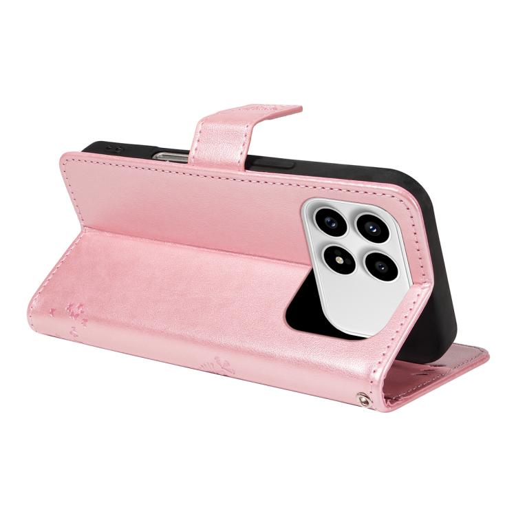 For Redmi K90 / Poco F8 Pro Tree & Cat Embossed Pattern Flip Leather Phone Case
