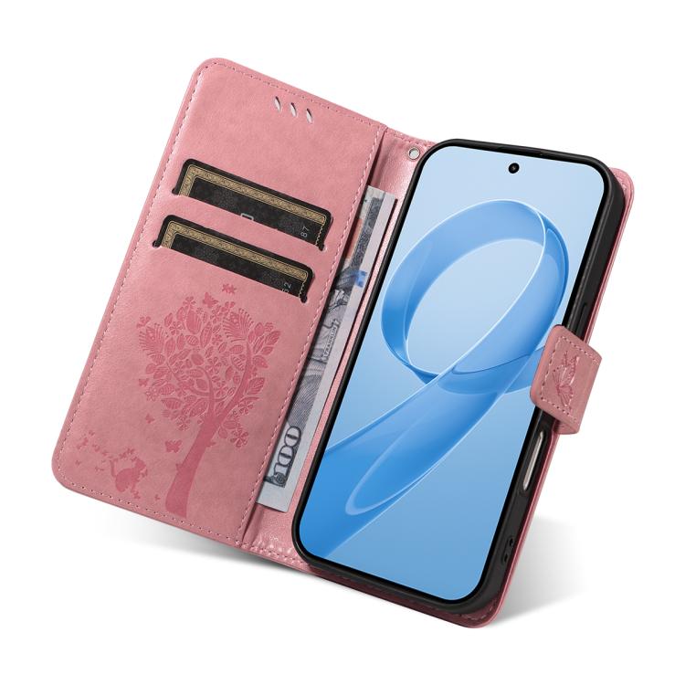 For Redmi K90 Pro Max/Poco F8 Ultra Tree & Cat Embossed Pattern Flip Leather Phone Case