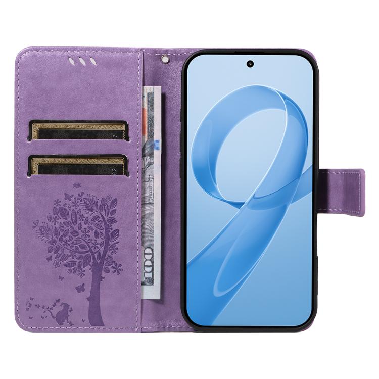For Redmi K90 Pro Max/Poco F8 Ultra Tree & Cat Embossed Pattern Flip Leather Phone Case