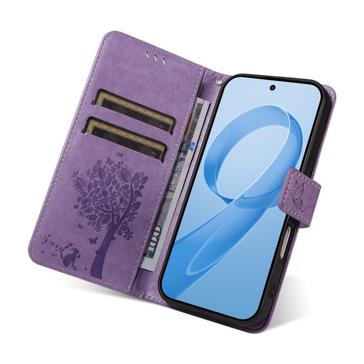 For Redmi K90 Pro Max/Poco F8 Ultra Tree & Cat Embossed Pattern Flip Leather Phone Case
