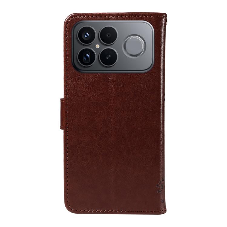 For Redmi K90 Pro Max/Poco F8 Ultra Tree & Cat Embossed Pattern Flip Leather Phone Case