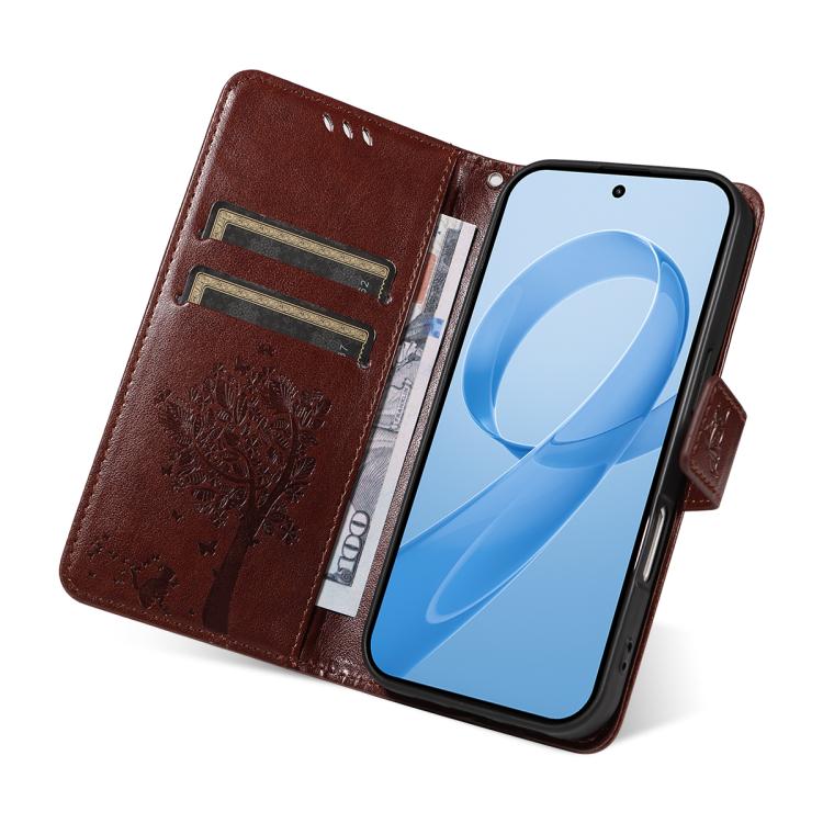 For Redmi K90 Pro Max/Poco F8 Ultra Tree & Cat Embossed Pattern Flip Leather Phone Case