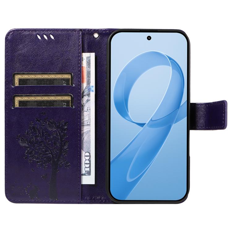 For Redmi K90 Pro Max/Poco F8 Ultra Tree & Cat Embossed Pattern Flip Leather Phone Case