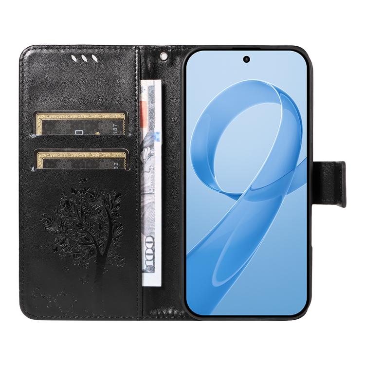For Redmi K90 Pro Max/Poco F8 Ultra Tree & Cat Embossed Pattern Flip Leather Phone Case