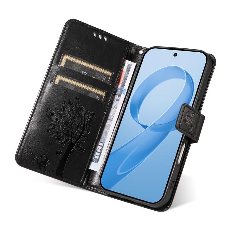For Redmi K90 Pro Max/Poco F8 Ultra Tree & Cat Embossed Pattern Flip Leather Phone Case