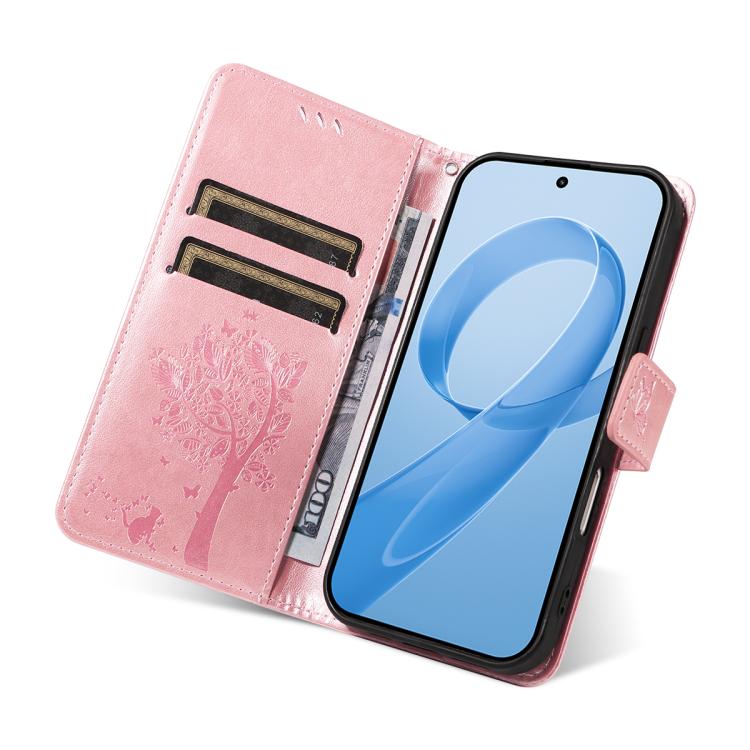 For Redmi K90 Pro Max/Poco F8 Ultra Tree & Cat Embossed Pattern Flip Leather Phone Case