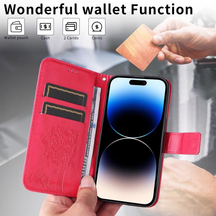 For Redmi Turbo 5 5G / Poco X8 Pro 5G Tree & Cat Embossed Pattern Flip Leather Phone Case