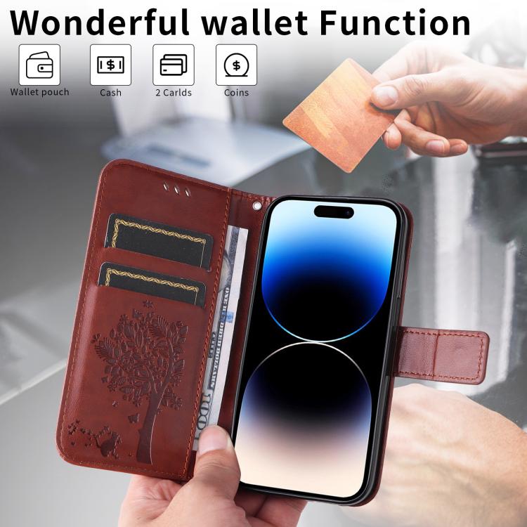 For Redmi Turbo 5 5G / Poco X8 Pro 5G Tree & Cat Embossed Pattern Flip Leather Phone Case