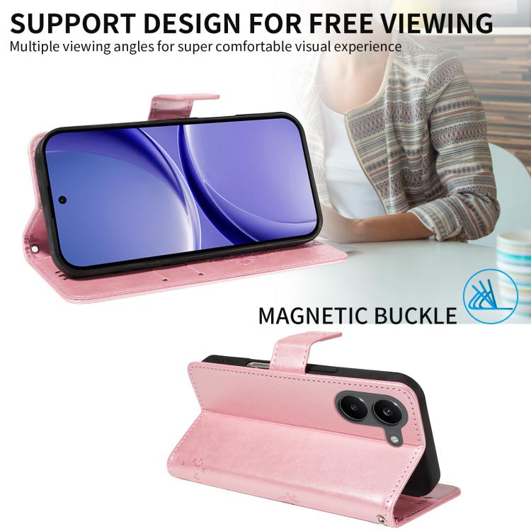For Redmi Turbo 5 5G / Poco X8 Pro 5G Tree & Cat Embossed Pattern Flip Leather Phone Case