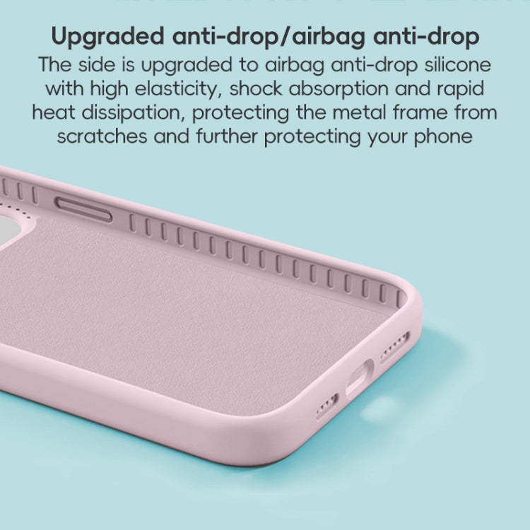For iPhone 14 Pro Max Precision Hole Liquid Silicone MagSafe Metal Ring Holder Phone Case