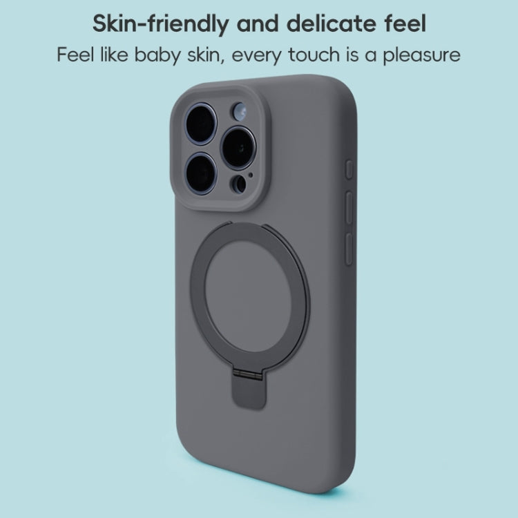 For iPhone 13 Pro Precision Hole Liquid Silicone MagSafe Metal Ring Holder Phone Case