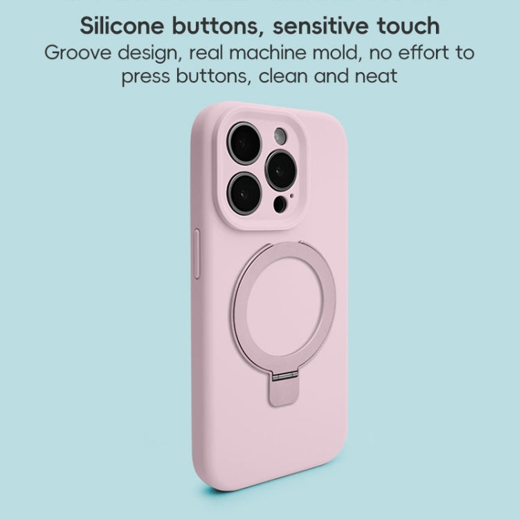 For iPhone 13 Precision Hole Liquid Silicone MagSafe Metal Ring Holder Phone Case
