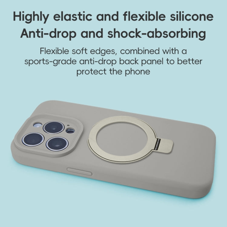 For iPhone 13 Precision Hole Liquid Silicone MagSafe Metal Ring Holder Phone Case