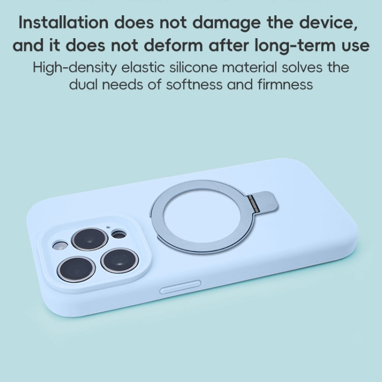 For iPhone 13 Precision Hole Liquid Silicone MagSafe Metal Ring Holder Phone Case
