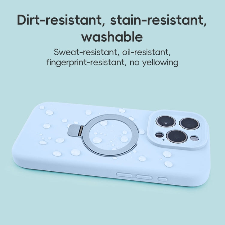 For iPhone 13 Precision Hole Liquid Silicone MagSafe Metal Ring Holder Phone Case