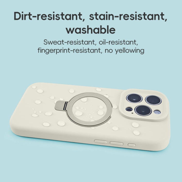 For iPhone 12 Precision Hole Liquid Silicone MagSafe Metal Ring Holder Phone Case