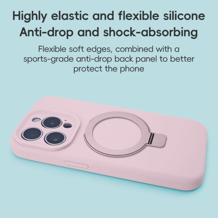 For iPhone 12 Precision Hole Liquid Silicone MagSafe Metal Ring Holder Phone Case