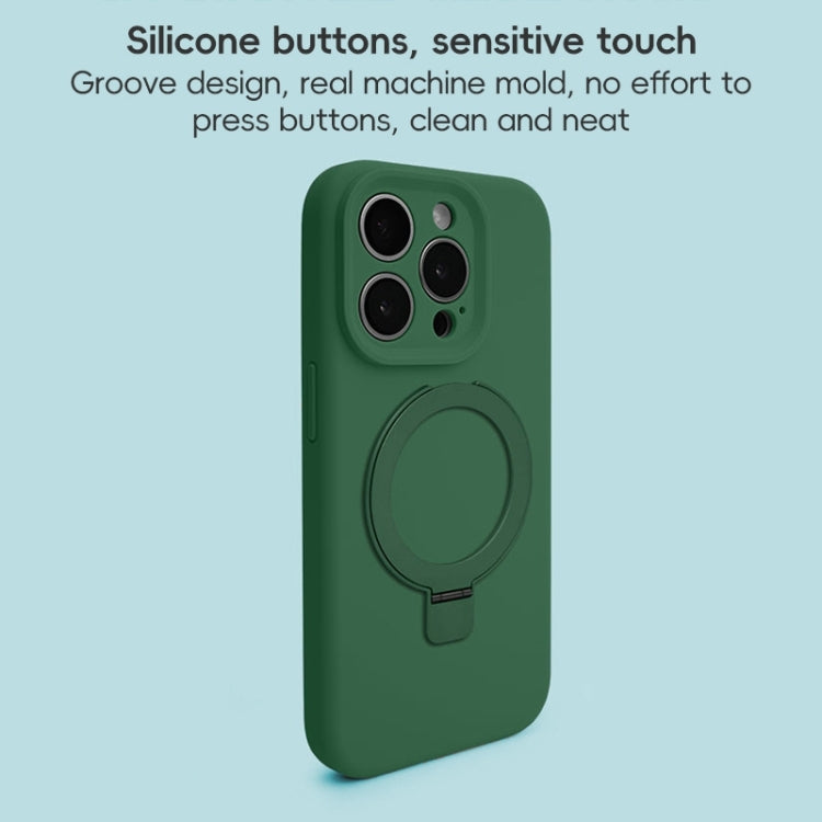 For iPhone 12 Precision Hole Liquid Silicone MagSafe Metal Ring Holder Phone Case