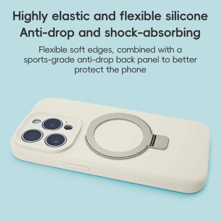 For iPhone 12 Pro Max Precision Hole Liquid Silicone MagSafe Metal Ring Holder Phone Case