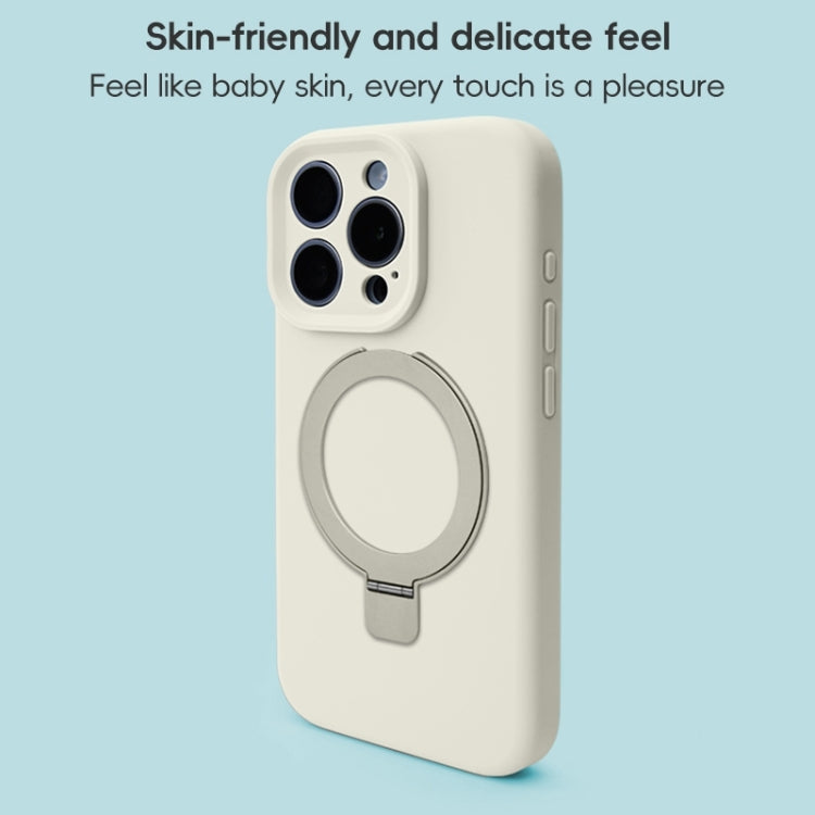For iPhone 12 Pro Max Precision Hole Liquid Silicone MagSafe Metal Ring Holder Phone Case