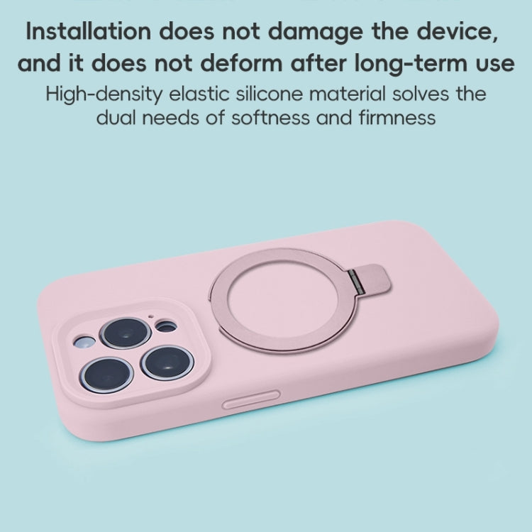 For iPhone 11 Precision Hole Liquid Silicone MagSafe Metal Ring Holder Phone Case