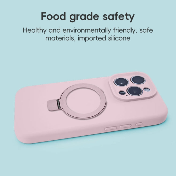 For iPhone 11 Precision Hole Liquid Silicone MagSafe Metal Ring Holder Phone Case