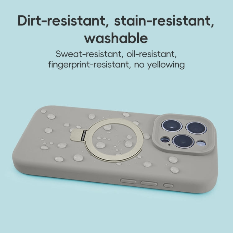 For iPhone 11 Precision Hole Liquid Silicone MagSafe Metal Ring Holder Phone Case