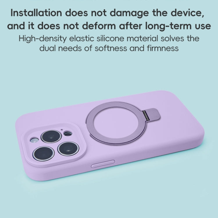 For iPhone 11 Precision Hole Liquid Silicone MagSafe Metal Ring Holder Phone Case