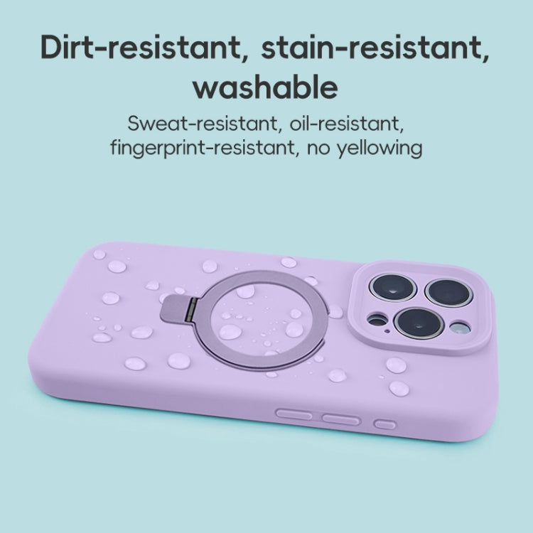 For iPhone 11 Precision Hole Liquid Silicone MagSafe Metal Ring Holder Phone Case