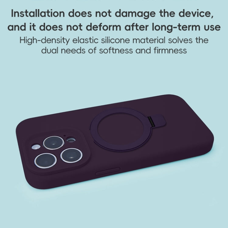For iPhone 11 Precision Hole Liquid Silicone MagSafe Metal Ring Holder Phone Case