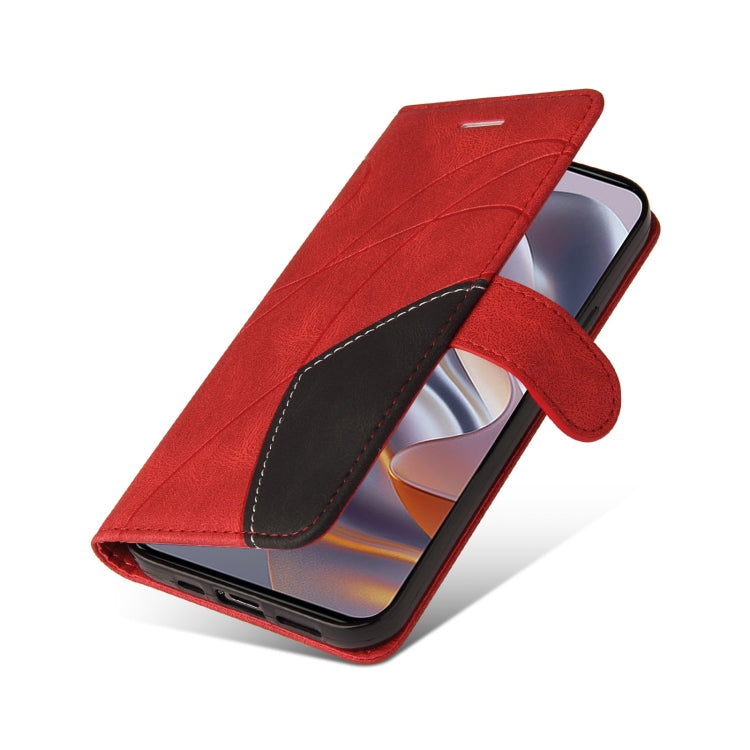 For Motorola Edge 50 Neo Dual-color Splicing Flip Leather Phone Case