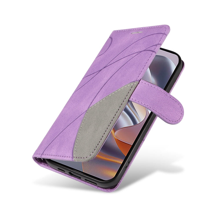 For Motorola Edge 50 Neo Dual-color Splicing Flip Leather Phone Case