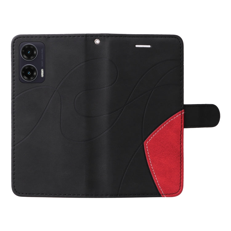 For Motorola Moto G35 Dual-color Splicing Flip Leather Phone Case