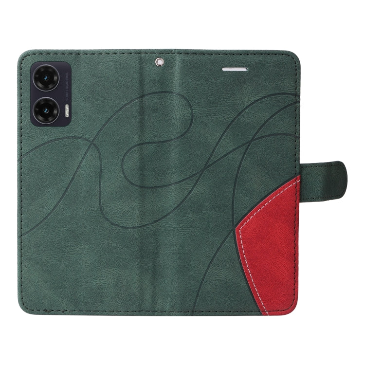 For Motorola Moto G35 Dual-color Splicing Flip Leather Phone Case