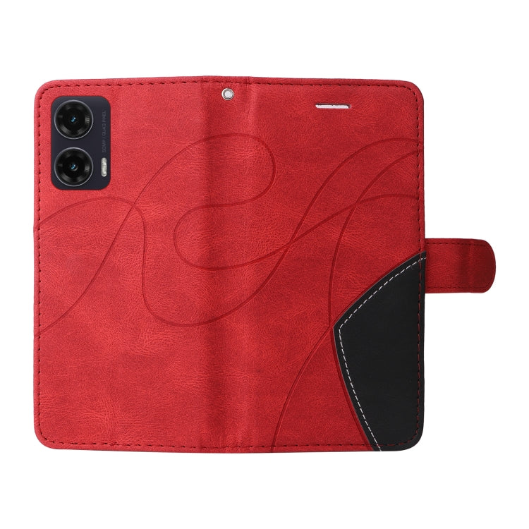 For Motorola Moto G35 Dual-color Splicing Flip Leather Phone Case