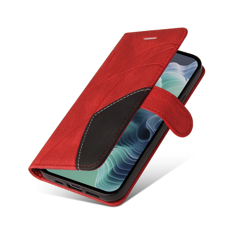 For Motorola Moto G35 Dual-color Splicing Flip Leather Phone Case