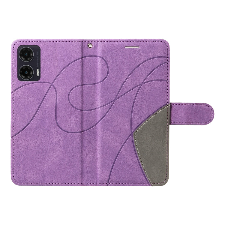 For Motorola Moto G35 Dual-color Splicing Flip Leather Phone Case