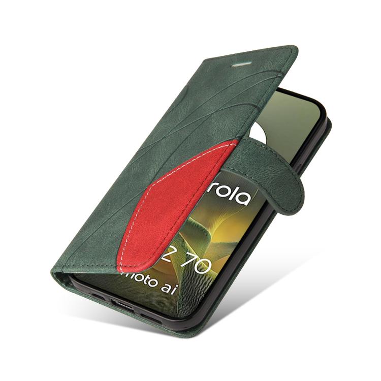 For Motorola Edge 70 5G Dual-color Splicing Flip Leather Phone Case