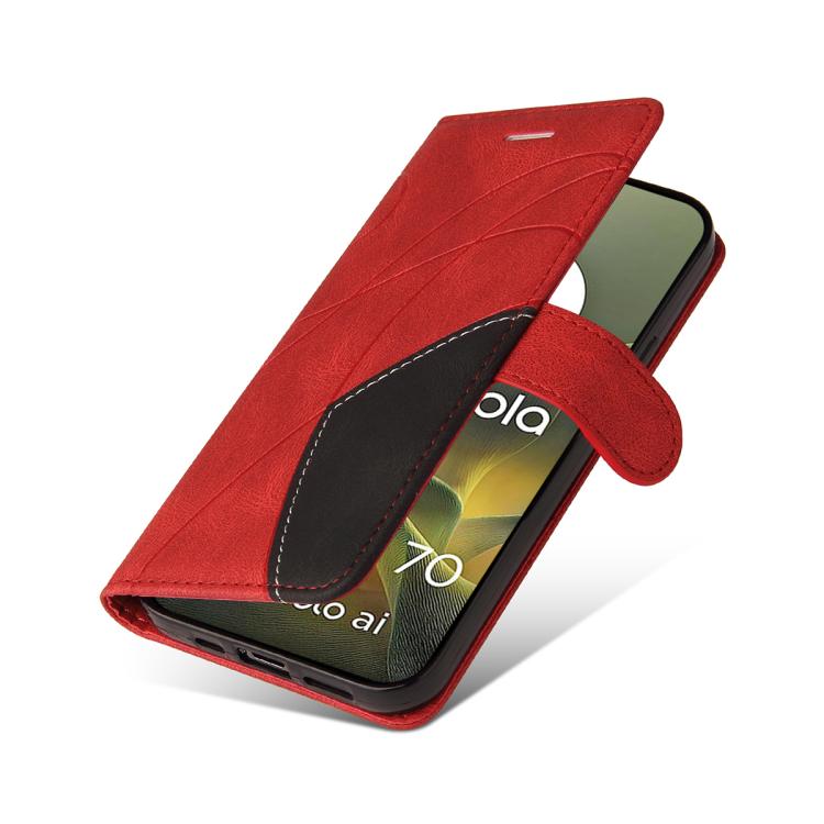 For Motorola Edge 70 5G Dual-color Splicing Flip Leather Phone Case